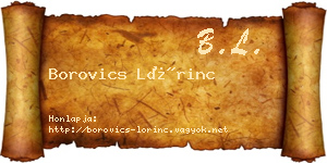 Borovics Lőrinc névjegykártya